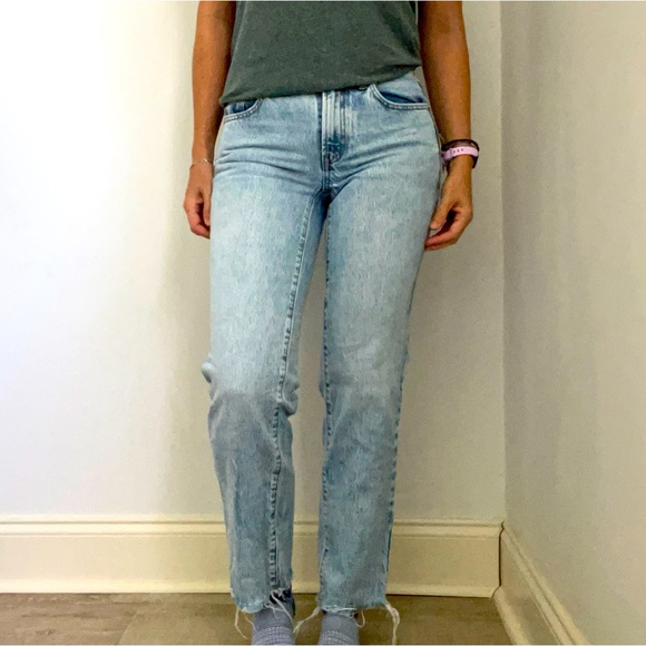 Pacsun Acid Wash 90s Straight Leg Jeans 23 Light Blue Denim Stretch Pants XXS - Picture 1 of 11